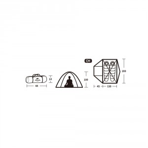 Палатка Naturehike P-Series NH18Z022-P 210T/65D, двухместная, серо-голубая, арт. 6927595783597 [NATUREHIKE]